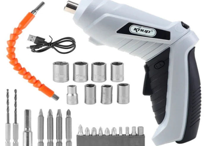 Kit Parafusadeira Elétrica Sem Fio Recarregável com 32 Pontas + Maleta